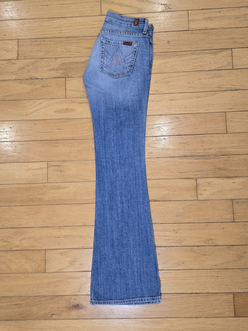 7 For All Mankind Light Blue Flared Jeans - Wide Leg Denim - Picture 8 of 8